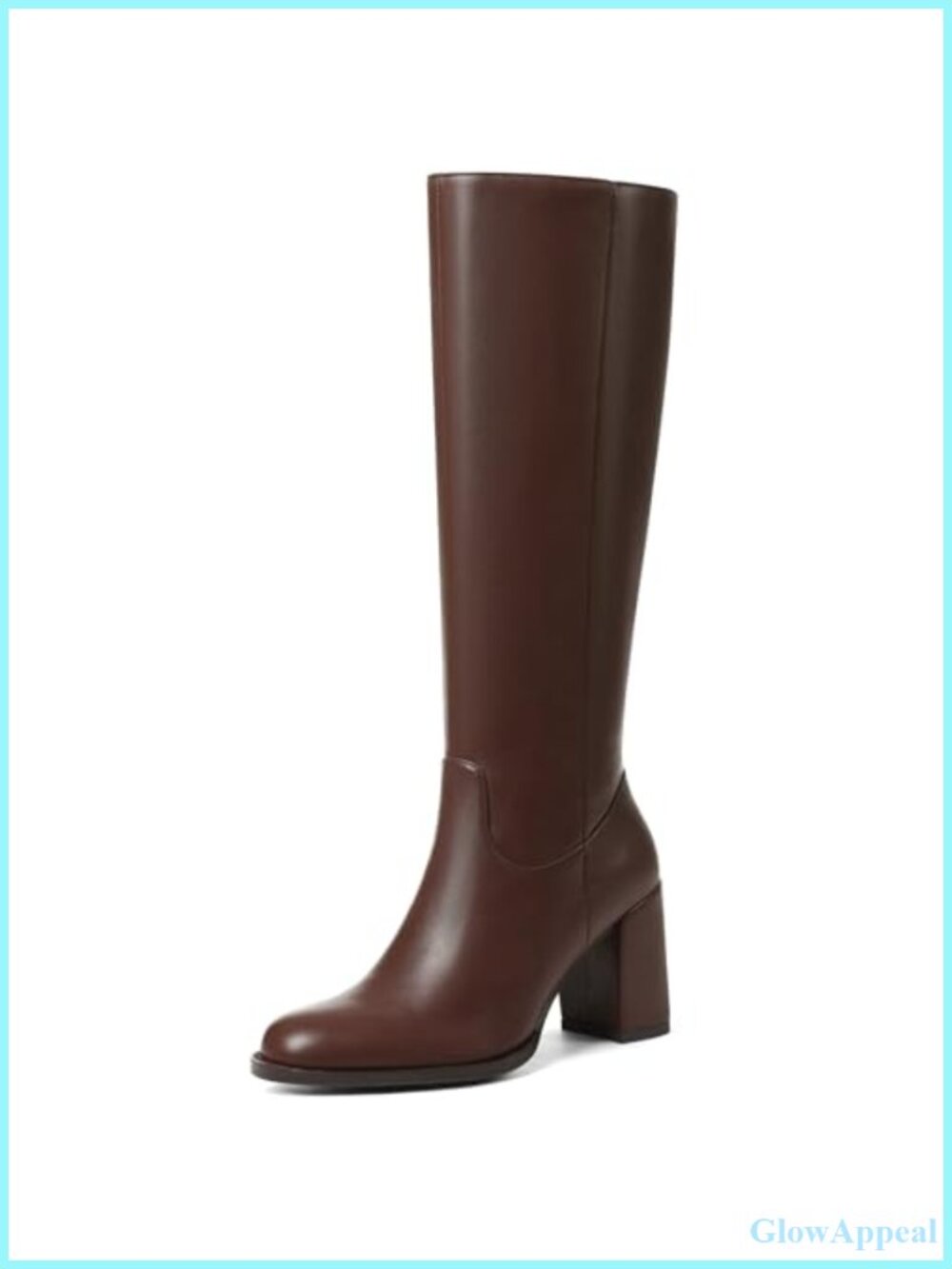 Wide Calf Knee High Boots Chunky Heel Round Toe Side Zip Tall Boots